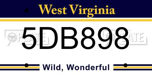 5DB898 West Virginia License Plate