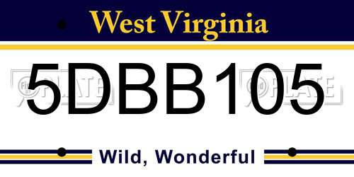5DBB105 West Virginia License Plate
