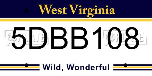 5DBB108 West Virginia License Plate