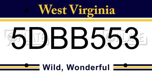 5DBB553 West Virginia License Plate