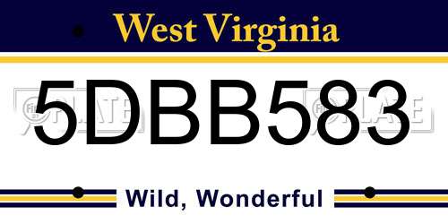 5DBB583 West Virginia License Plate