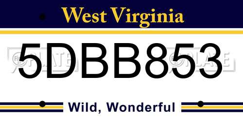 5DBB853 West Virginia License Plate