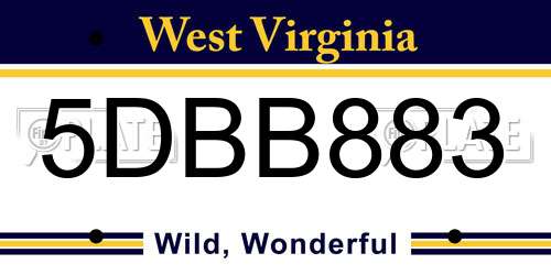 5DBB883 West Virginia License Plate