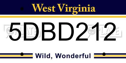 5DBD212 West Virginia License Plate