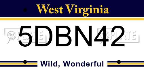 5DBN42 West Virginia License Plate