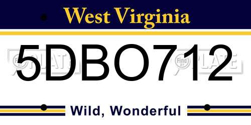 5DBO712 West Virginia License Plate