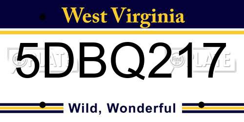 5DBQ217 West Virginia License Plate