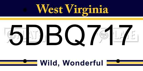 5DBQ717 West Virginia License Plate