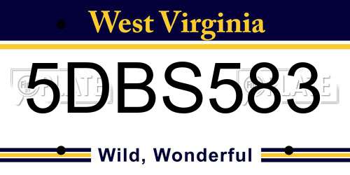 5DBS583 West Virginia License Plate