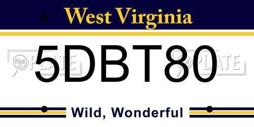 5DBT80 West Virginia License Plate
