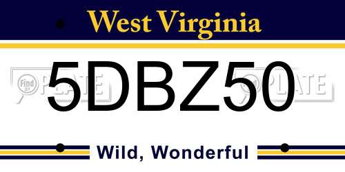 5DBZ50 West Virginia License Plate