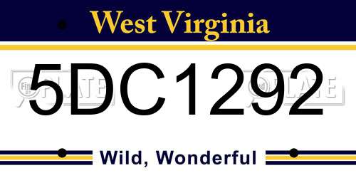 5DC1292 West Virginia License Plate