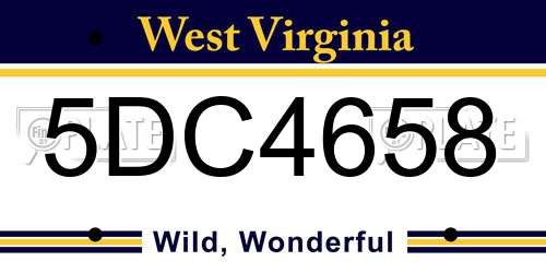 5DC4658 West Virginia License Plate