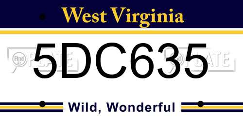 5DC635 West Virginia License Plate