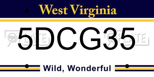 5DCG35 West Virginia License Plate