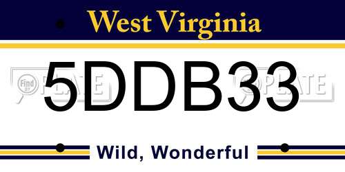 5DDB33 West Virginia License Plate