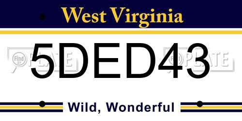 5DED43 West Virginia License Plate