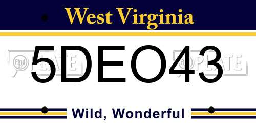 5DEO43 West Virginia License Plate