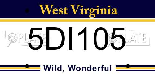 5DI105 West Virginia License Plate