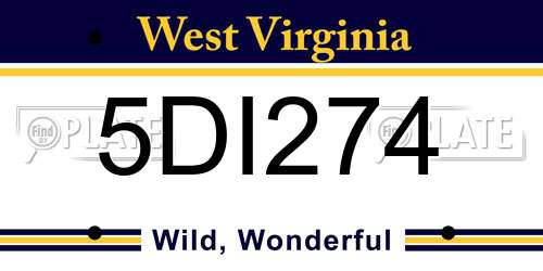 5DI274 West Virginia License Plate