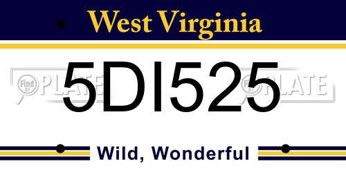 5DI525 West Virginia License Plate