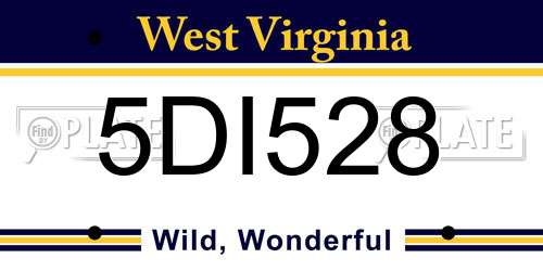 5DI528 West Virginia License Plate
