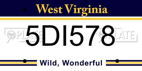 5DI578 West Virginia License Plate