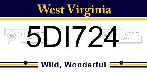 5DI724 West Virginia License Plate