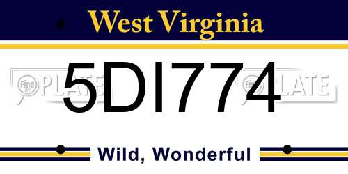 5DI774 West Virginia License Plate
