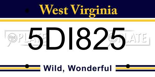 5DI825 West Virginia License Plate