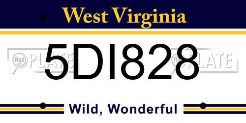 5DI828 West Virginia License Plate
