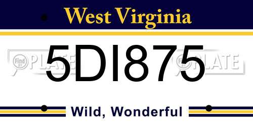 5DI875 West Virginia License Plate