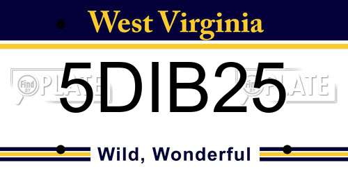 5DIB25 West Virginia License Plate