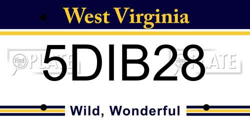 5DIB28 West Virginia License Plate