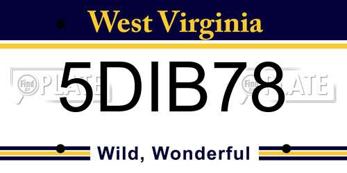 5DIB78 West Virginia License Plate