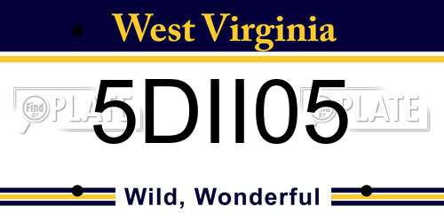 5DII05 West Virginia License Plate