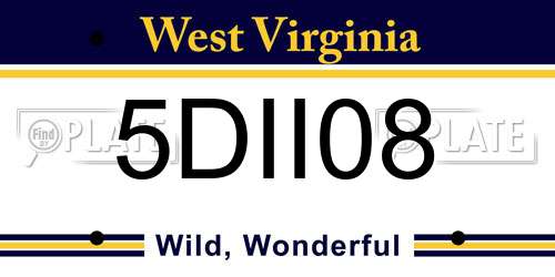 5DII08 West Virginia License Plate
