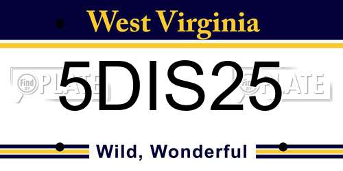 5DIS25 West Virginia License Plate