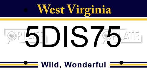 5DIS75 West Virginia License Plate