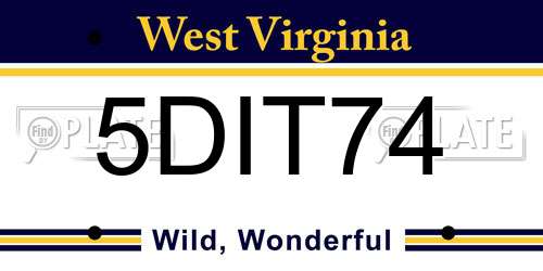 5DIT74 West Virginia License Plate
