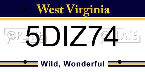 5DIZ74 West Virginia License Plate