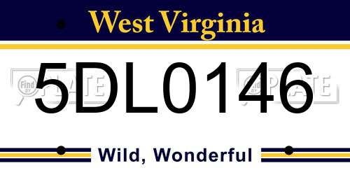 5DL0146 West Virginia License Plate