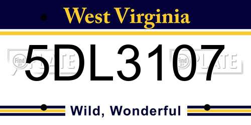 5DL3107 West Virginia License Plate