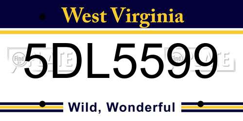 5DL5599 West Virginia License Plate