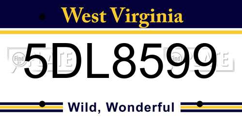 5DL8599 West Virginia License Plate