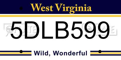 5DLB599 West Virginia License Plate