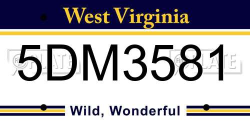 5DM3581 West Virginia License Plate