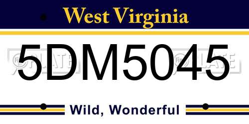 5DM5045 West Virginia License Plate