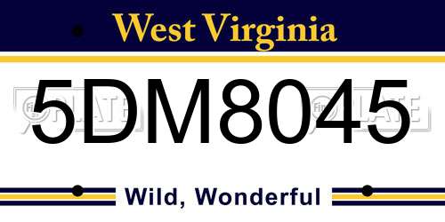 5DM8045 West Virginia License Plate