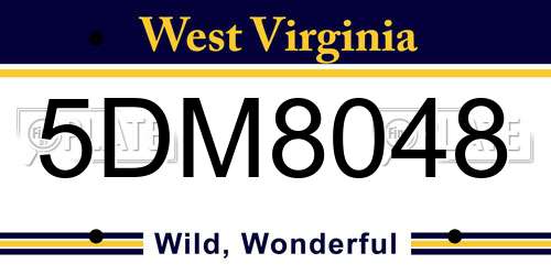 5DM8048 West Virginia License Plate